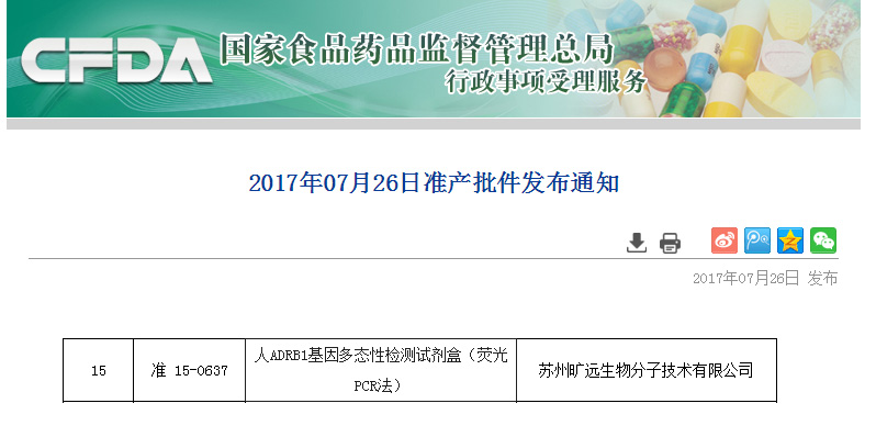 喜讯！苏州pp电子生物ADRB1项目喜获Ⅲ类医疗器械注册证!